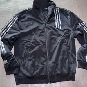Adidas x Danielle Catharine Black Bomber Jacket with Silver Stripes